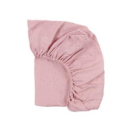 KraftKids Fitted Sheet Muslin Golden Dots on Pink 100% Cotton Size 140 x 70 cm Handmade Mattress Cover Made in the EU
