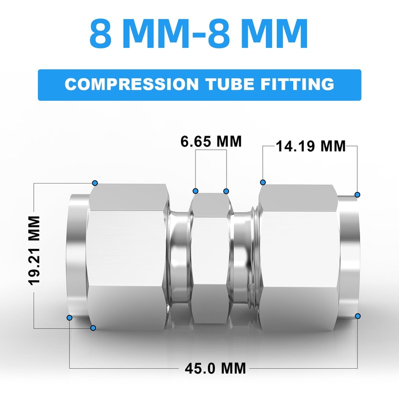 ERGAOBOY 2pcs 8mm OD x 8mm OD 304 Stainless Steel
