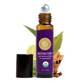 Silk Road Organic Protector Essential Oil Immunity Blend Roll On, Based on Thieves Oil Legend, 100% Pure USDA Certified Clove Bud, Cinnamon Bark, Rosemary, Lemon, Eucalyptus - 10 ml Roller