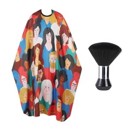 Professional Hair Cutting Cape with Neck Duster Brush, Waterproof Salon Barber Cape with snaps, Barber Accessories for Men, Women and Kids(Men and Women)