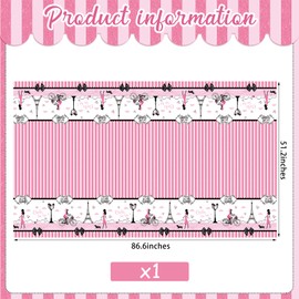 Irenare Paris Theme Tablecloth Paris Princess Theme Party Decorations Day in Paris Plastic Table Covers Table Decoration Ooh La La Pink Table Cloth for Girls Birthday Party Baby Shower (1 Piece)