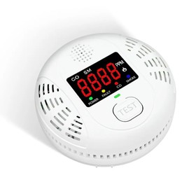 2 In 1 Carbon Monoxide Detector & Smoke Alarm Combination,Vzmcov AA Batteries Powered HD colour Screen Detector,with LCD Digital Display for Voice Alert for Home Office kitchen Office hotel bedroom 4p