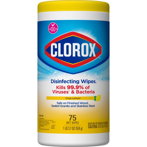 Clorox Disinfecting Wipes Disinfecting Fresh Scent, Lemon Canister 75 Count