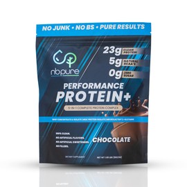 nbpure Performance Protein+: Natural Protein Blend- 23g Whey Isolate & Concentrate + Milk Protein Isolate– Clean, Healthy Protein Powder – Nothing Artificial, Chocolate