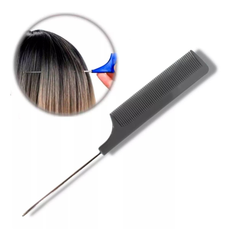 Globusman Peine Cola De Metal Para Corte Profesional Negro