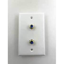 Sancable Coax Wall Plate, Coax Keystone Female to Female TV Cable Wall Plate F Connector Video Wall Jack Wall Plate (2 Port)