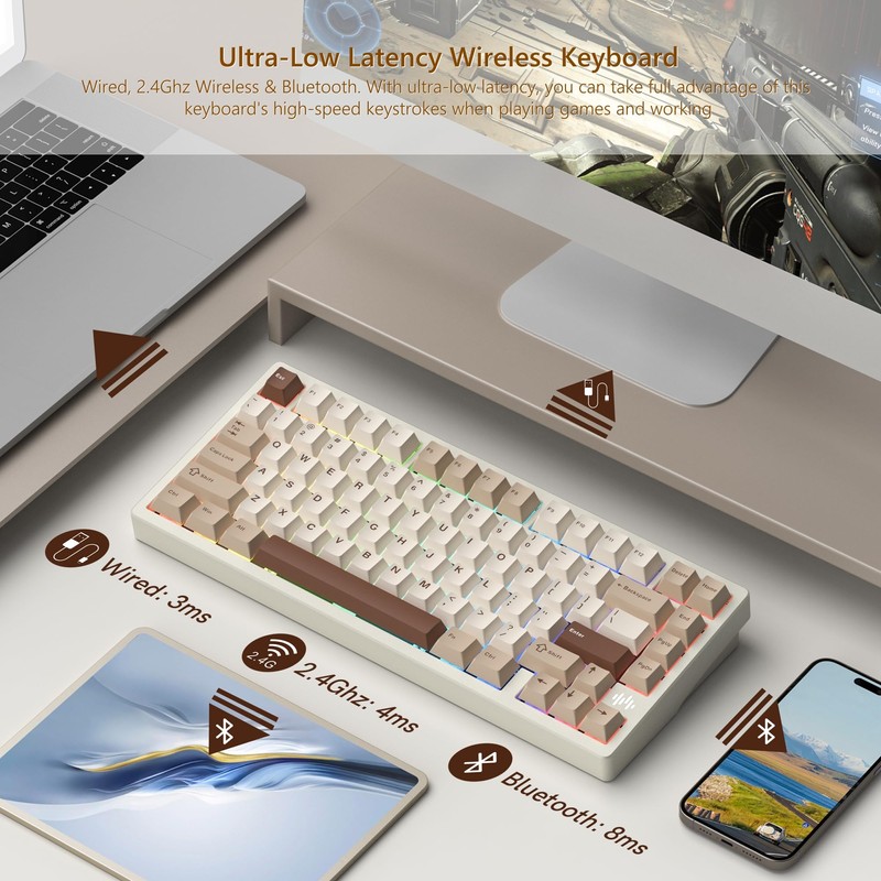 Womier RD75 Pro 75% Keyboard, Quick Release Wireless Aluminum Gaming