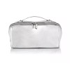 Bloomingdale's Silver Metallic Makeup Bag / Faux Patent Leather /Divided