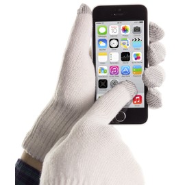 Trendz Medium Sized Touch Screen Cable Knit Gloves for Smartphones, Tablets and MP3 Devices - Cream