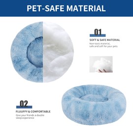 BVAGSS Small Dog Bed,Anti-Anxiety Donut Cuddler Cozy Soft Round Bed,Calming Plush Washable Round Fluffy Pet Cushion Bed for Puppy & Kitten JA037 (16 inch, Gradient Blue)