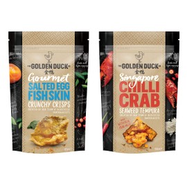 The Golden Duck Gourmet Salted Egg Fish Skin and Singapore Chili Crab Seaweed Tempura (Pack of 2)