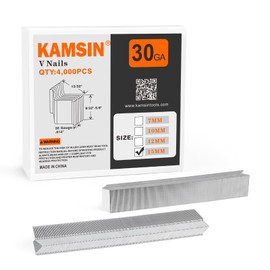 KAMSIN 30 Gauge V Nails 10.3mm Head Diameter 15mm Length Hard Wood Type V Nails for V Nail Gun Picture Frame Joiner Pneumatic Air Power Joining Nail Gun 4,000 PCS/Box