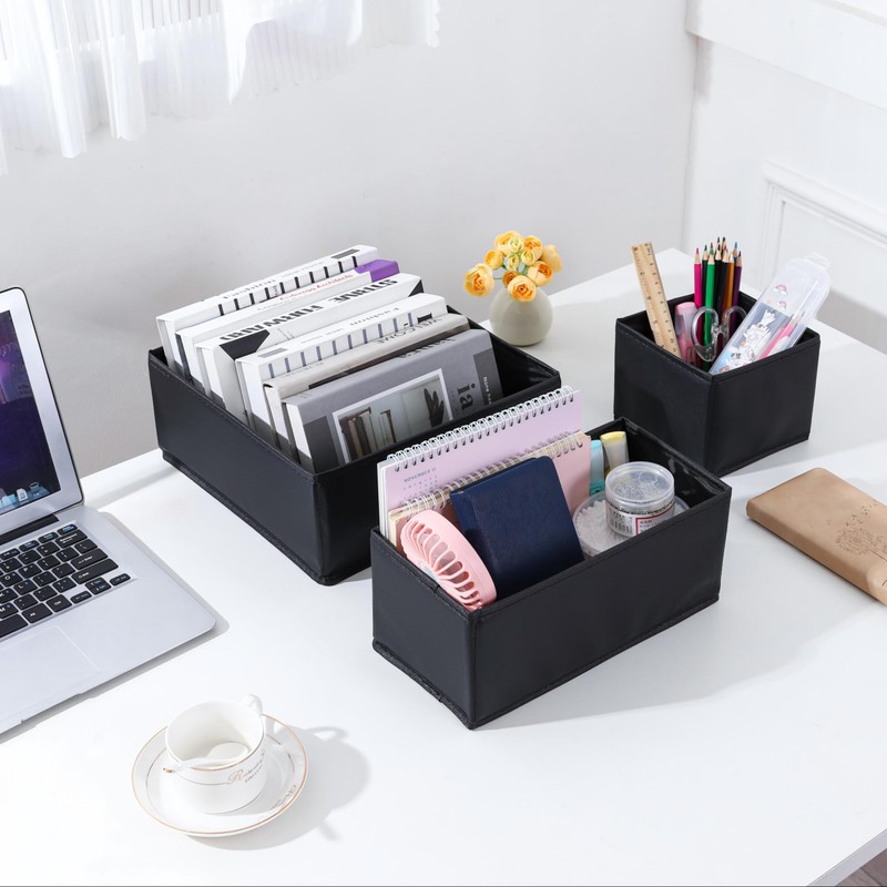 Leatherspaces Functional Drawer Organizer clothes， Faux Leather Dresser Organizer for