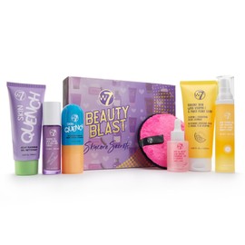 W7 Beauty Blast Skincare Secrets Set - Complete Full Size Skincare Routine with Day Cream, Serum, Cleansers, Toner Mist, Eye Cream and Makeup Remover Pad