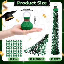 WinnerWhy 50 Pcs Graduation No Mess Confetti Popper Hand Throw Streamer Popper Bulk Colorful Party Confetti for 2025 Congrats Grad Birthday Wedding Party Celebration Supplies(Black, Green)