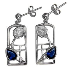 CHARLES RENNIE MACKINTOSH Silver Earrings - Saltire. Jewellery gift box included. 605