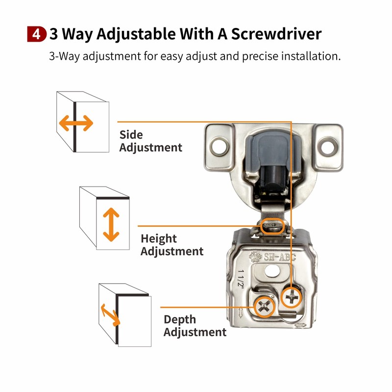 STIANC 50 Pack 1 1/2" Overlay 3D Soft Close Hinges