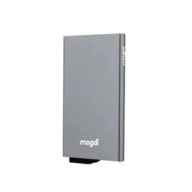 Mogdi Nano Mini Duo Premium Men's Wallet RFID Protection Card Case Business Wallet Finest A++ Genuine Leather Grey