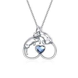 AOBOCO Fox Necklace for Women Sterling Silver Fox Gifts with Crystal form Austria Fox Gifts Necklaces for Girl Animal Fox Mother's Day Jewellery for Mama