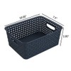 Sandmovie Plastic Weave Storage Baskets for Kitchen Bathroom, Navy Blue,
