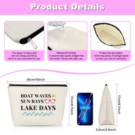 Boating Lake Lover Gift Beach Makeup Bag Summer Beach Lover Gifts Cosmetic Bag Boating Lake Make Up Bag Beach Decor Gift For Women Essentials For Vacation Beach Stuff Bag Best Travel Gift Ideas