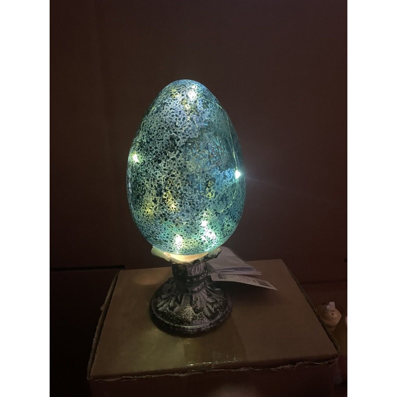 Gerson 3pc Lighted Mercury Easter Egg With Stand Set -