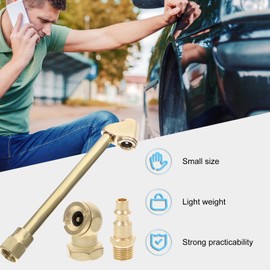 Angoily Air Chuck, 1 Set Air Clamp Kit Tire Attachment for Air Compressor Air Compressor Tire Inflator Attachment Accessories Tire Air Chuck Air Hose Major Pressure Gauge Brass, Tyre Inflator Chuck