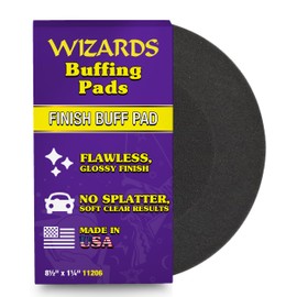 Wizards Foam Finish Buff Pad - Velcro Backed, Light Polish Foam Pad for Car Detailing - ‎No Splatter with Soft Clears Results for Auto Detailing Supplies - ‎8½" x 1¼"