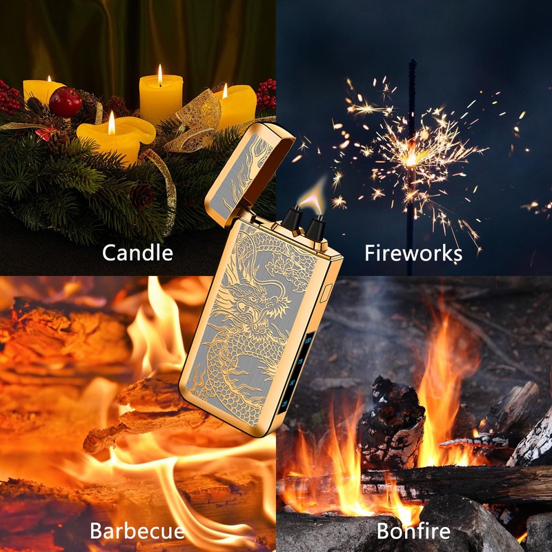 TIKIUKI Electric Rechargeable Big Flame Arc Lighter Type-C Plasma Windproof