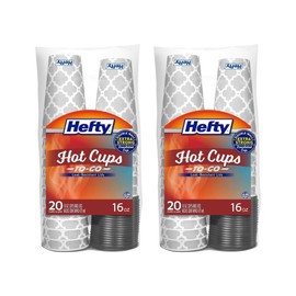 Hefty Paper Disposable Hot Cups with Lids, 16 Ounce, 20 CT (Pack - 2)