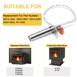 Adviace Pellet Stoves Igniter W010-1949 for Napoleon NPI45, NPS40, NPI40, NPS45 and Timberwolf TPS & TPI, Napoleon Ignitor & Housing Assembly W357-0007, W010-2297, W357-0004 Ignitor Replacement Parts.