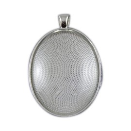 GraceAngie 10pc/pack Silver Necklace Pendant Oval Cabochon Setting with 40 * 30mm Glass Jewelry Accessories Charms Punk Gift Craft