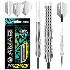 RED DRAGON Amari - 22 gram Tungsten Professional Darts Set with Flights and Nitrotech Shafts (Stems)