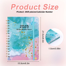 2025 Planner, 8.4x6.3in 2025 Agenda January 2025-December 2025 Planner Weekly and Monthly Daily, Hardcover 2025 Happy Calendar Year Planner Diary Book with Tabs & Inner Pocket (Style D)