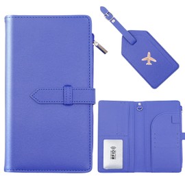 Deziliao Passport Wallet for Men and Women, Mulit-purpose RFID Blocking Passport Holder Travel Wallet, Passport and Vaccine Card Holder Combo, Travel Essentials Passport Cover Case（Blue）