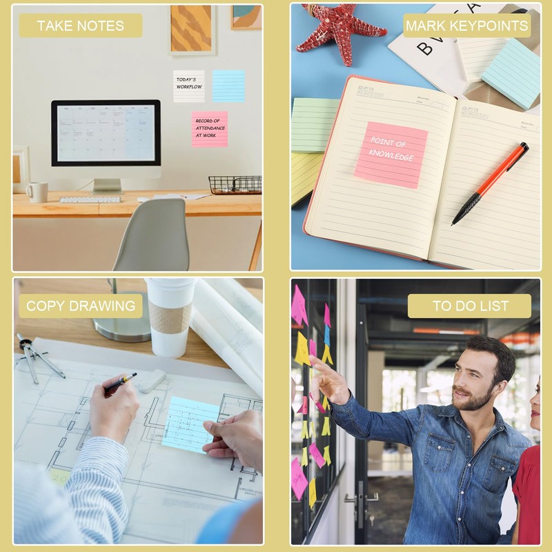 5 Pads Lined Sticky Notes 3 x 3 Inch (75