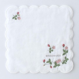 WEDGWOOD 260510-0201-10 Wedgwood Wild Strawberry Mini Size Towel Handkerchief (White) [100% Cotton] Women's Mini Size Hand Towel 8.7 inches (22 cm), white