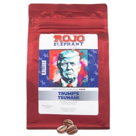 Rojo Elephant Trump's Tsunami Handcrafted Ground Coffee, 100% Arabica Beans, Premium 2X Midnite Italian Roast, Smooth, Rich Flavor, 11 oz Bag