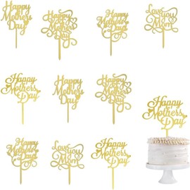 Qertesl - 10 piezas de decoración para tartas para el día de la madre, decoración de pasteles de acrílico, decoración de pasteles para el día de la madre, mejor mamá de todos los tiempos, suministros