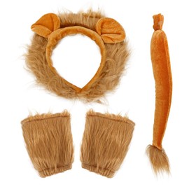 Capaneus 3 Piece Lion Costume Set, Lion Headband Tail Set, Headband Lion Adults, Lion Gloves, Plush Lion Ears, Lion Tail, Lion Costume Set for Animal Parties, Carnival, Masquerades
