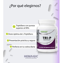 Hemagic Tri-p Triptófano L-lisina Y Vitamina B3 100 Caps Sin Sabor