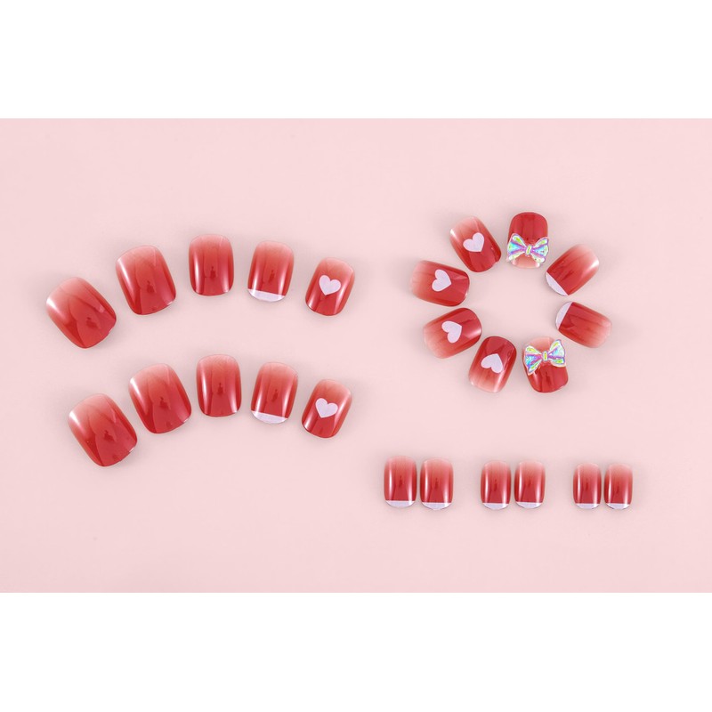 Sethaxy French Nail Tip, Animal Pattern, Short Press On Nail,