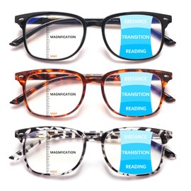 STASTEND Progressive Multifocal Anti Blue Light Reading Glasses for Women and Men Fashion Eyeglasses Frame (3 Mix C1, 1.00, multiplier_x)