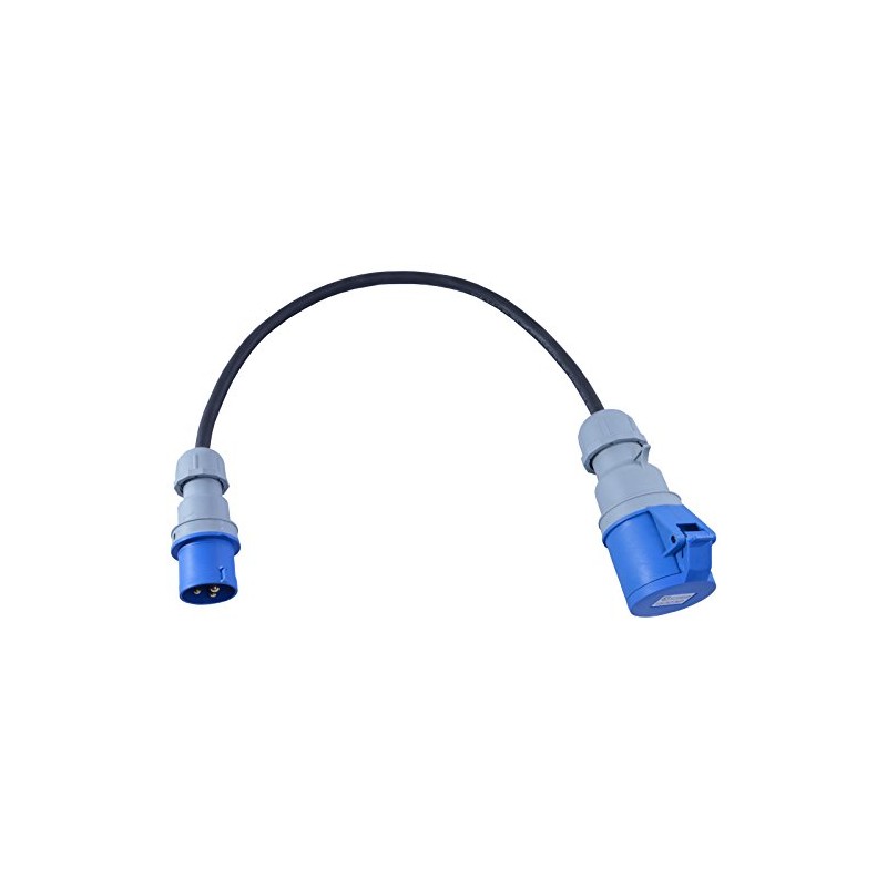16 AMP Plug To 32 AMP Socket 240V Blue 4mm