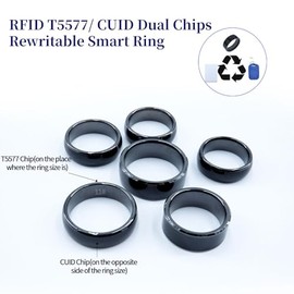 RFID Rewritable Ring Dual Frequency Black, US#13 | Ceramic Smart Finger Ring, 125KHz T5577&13.56MHz CUID Ring, One Ring Clone Access Key Cards, Wear f
