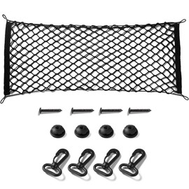 MYSOLA Red de Carga Trasera de Coche,Organizador Maletero Coche,110CM x 40cm Doble Capa Red de Carga, Malla Organizadora Ajustable y Elástica con Gancho para Universal Automóvil, SUV, Camión