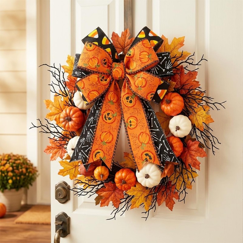 3 Rolls Halloween Printed Wired Ribbon for Gift Wrap Decor