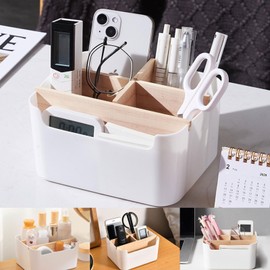 VKFOFEG Desk Organiser with 5 Removable Compartments, Pen Holder Desk, Make Up Organiser, Multifunctional Pen Organiser, Desktop Organiser for Office, Cosmetics, Pens