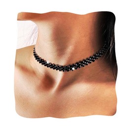 JONKY Black Rhinestone Choker Necklace Sparkly Diamond Jewelry for Women(Black)