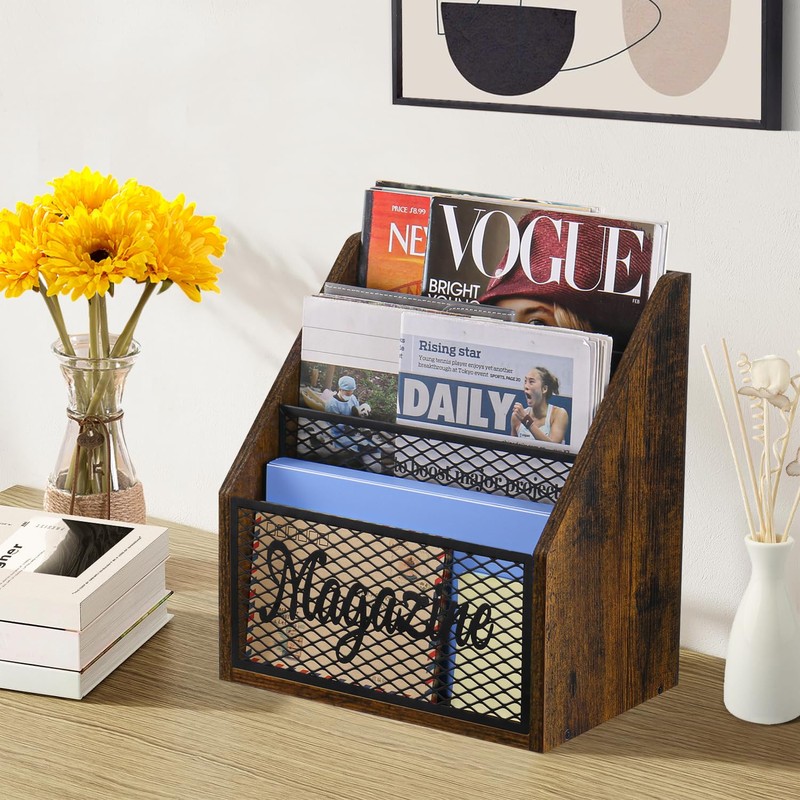 YINMIT Magazine Holder, Stepped 3 Tier Magazine Rack Floor, Magazine